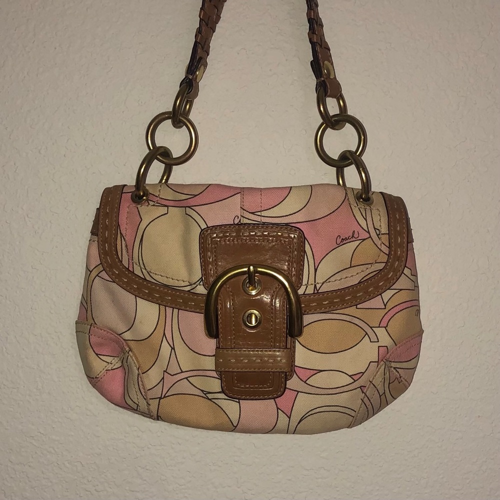 Coach purse pink/tan